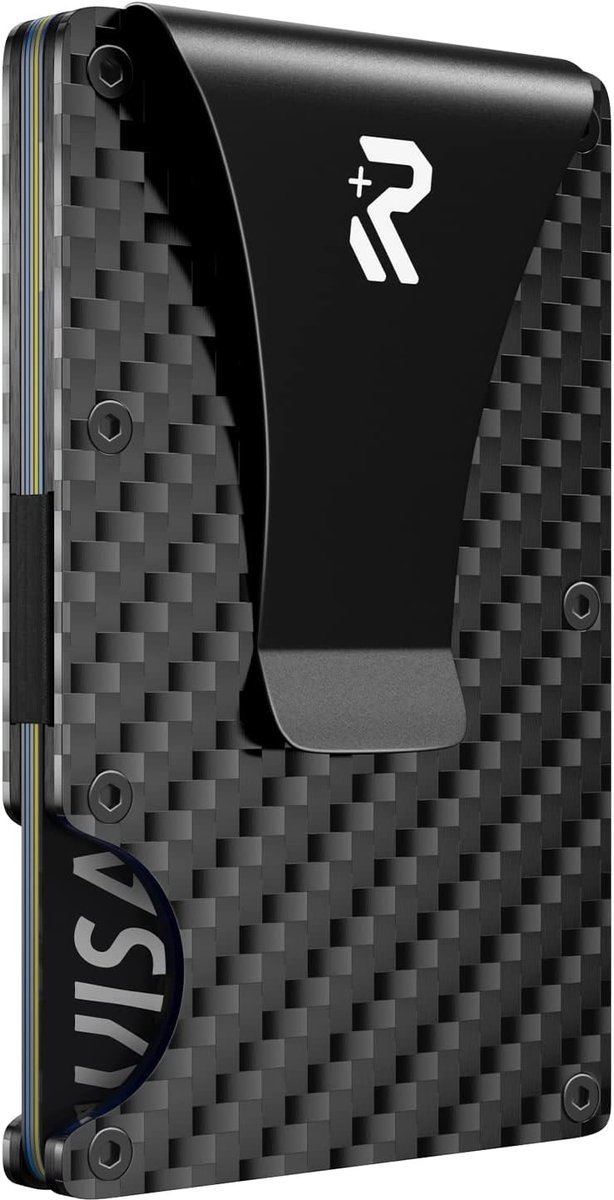 SnelShoppen - Carbon Fiber Credit Card Pouch met Money Clip en RFID Bescherming voor Mannen, Compacte Portemonnee voor Tot 15 Kaarten, Stijlvol en Vei