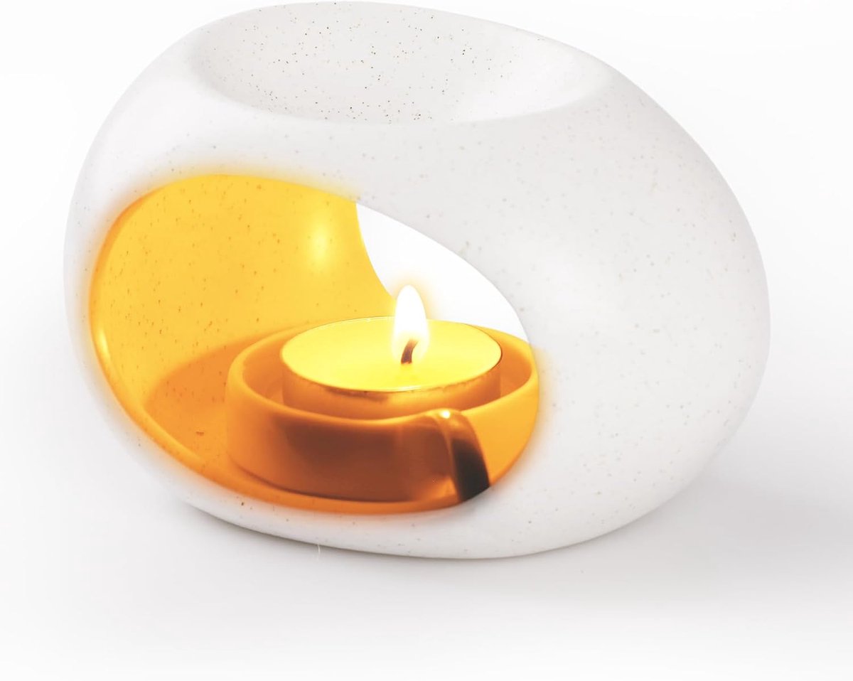 SnelShoppen - Keramische Etherische Olie Brander - Aromatherapie Olie Warmers met Theelicht Kaars - Witte Wierook Aroma Diffuser voor Thuis, Spa, Yoga