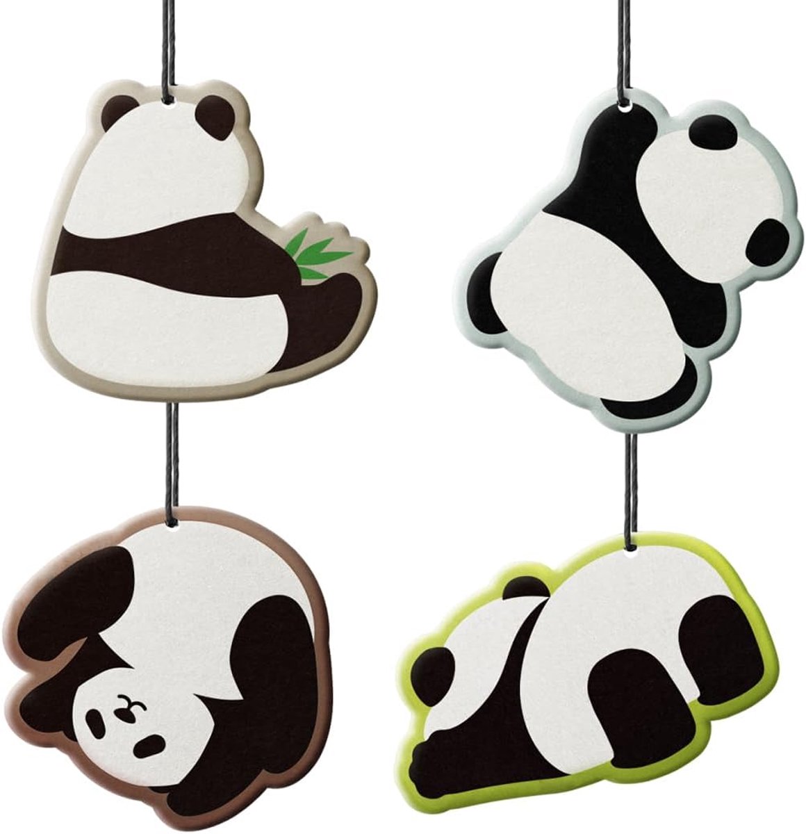 SnelShoppen - 4 Stuks Auto Luchtverfrissers Panda Design - Grappige Geurhangers voor Auto - Verwijdert Geuren uit Ventilatieroosters - Ideaal voor Aut