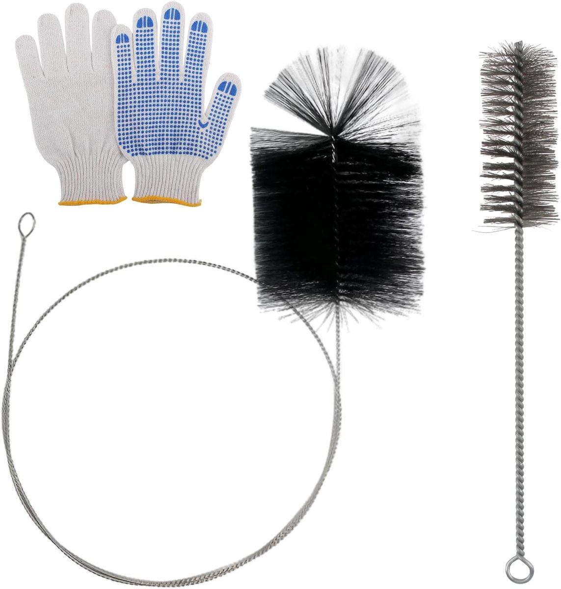 SnelShoppen - Oven Pipe Brush Set - 2-delige Schoonmaakset voor Schouw - Flexibele Rod en Kolenborstel - Hoogwaardige Nylon en Staal - Ideaal voor Ope