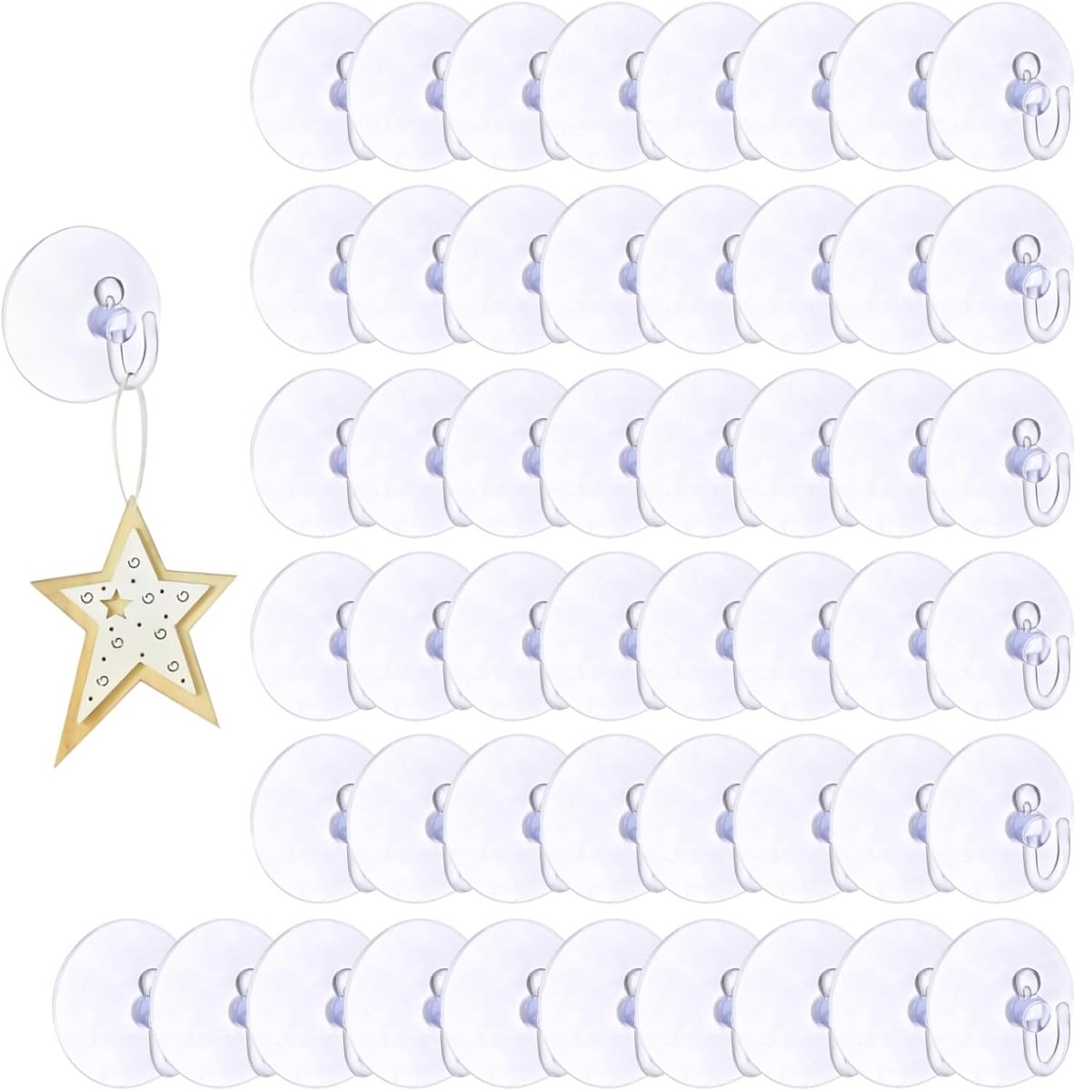 SnelShoppen - 50 Stuks Suction Cups met Haken - Sterke Zuignappen voor Ramen - PVC Materiaal - Ideaal voor Raamdecoratie, Keuken, Badkamer en Tuin