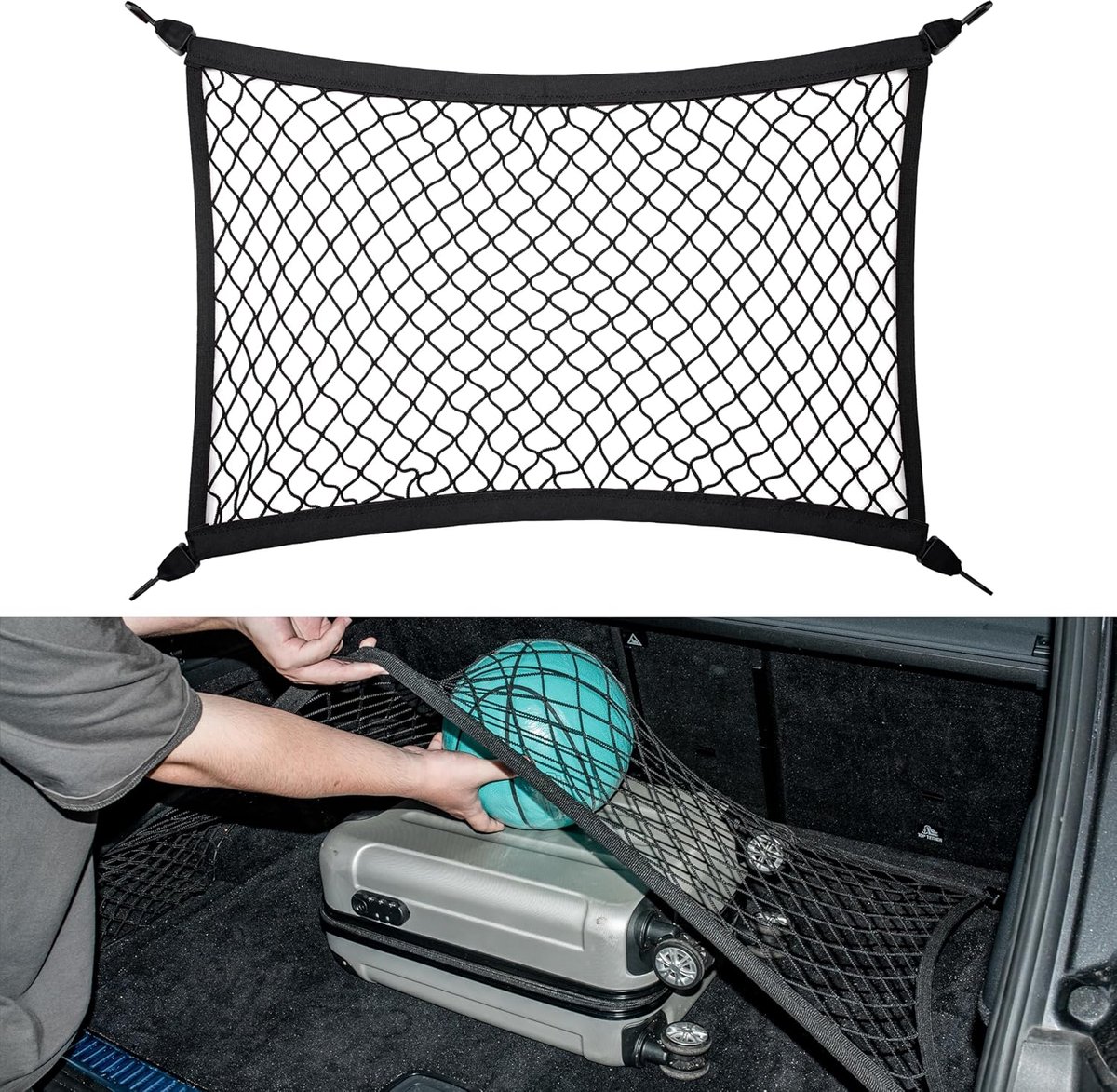 SnelShoppen - Trunk Organizer Net 70x50cm - Universele Elastische Luggage Net voor Auto - Geschikt voor VW, Audi, Ford, BMW, Opel - Ideaal voor Veilig
