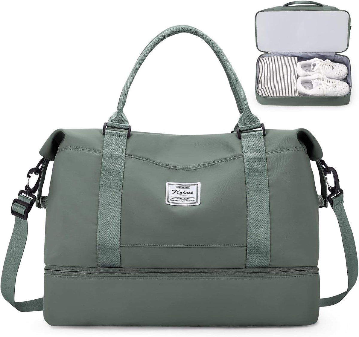 SnelShoppen - Vrouwelijke Reisbag Easyjet Handbagage Sporttas Weekendtas Zwemtas Waterdichte Duffle Bag Fitness Tas Met Schoencompartiment A2-Groen
