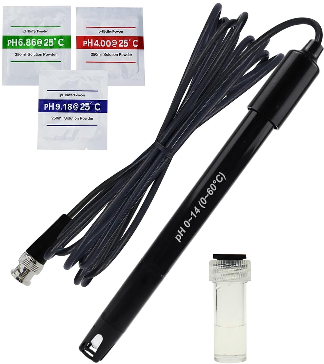 SnelShoppen - Vervangingskit voor Aquarium Hydroponics Plant Pool Spa 0-14 pH Elektrode Probe BNC Connector met 300cm Kabel voor pH Meter Monitor Cont