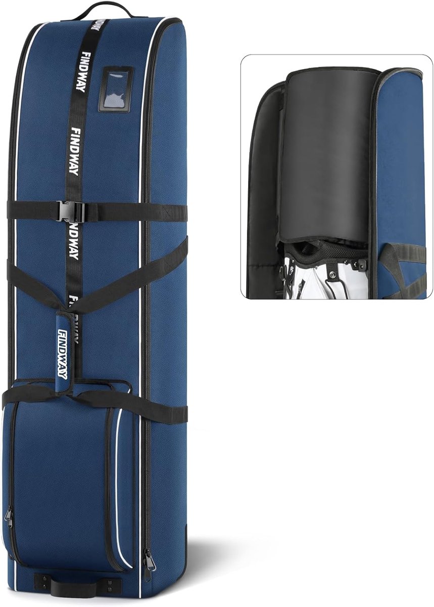 SnelShoppen - Golf Reis Bagage met Wielen, 900D Oxford Waterdicht en Slijtvast, Extra Verwijderbaar Kussen voor Clubbescherming, Perfect voor Reizen e