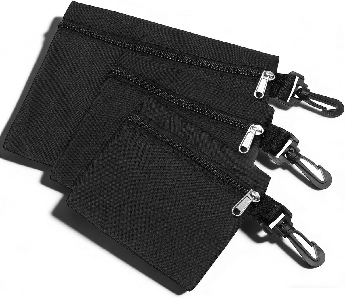 SnelShoppen - 3 Stuks Kleine Ritszakjes voor Gereedschap - Multifunctionele Organizer - Duurzaam Oxford-Stof - Stevige Ritssluiting - Zwart - Ideaal v