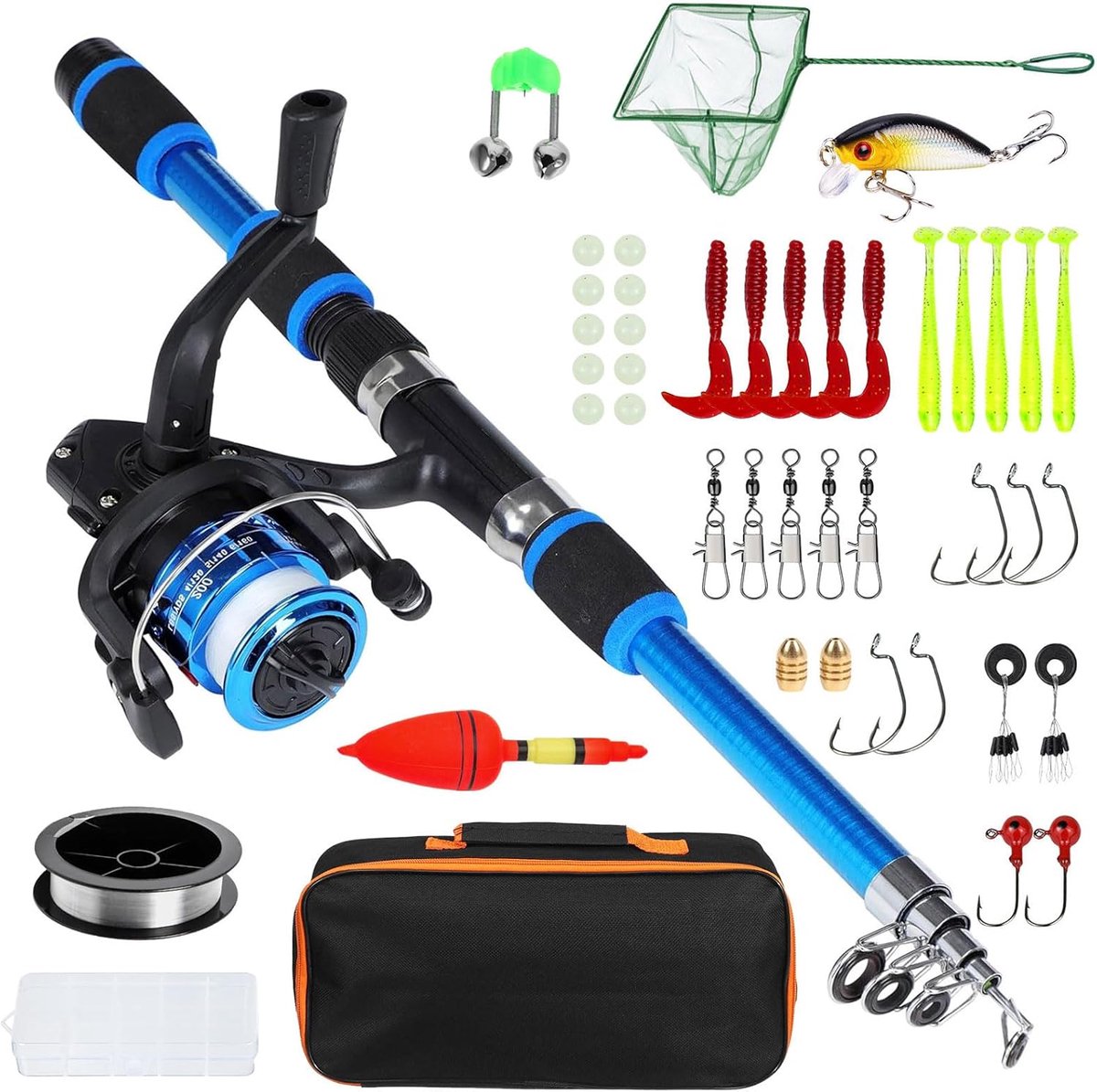 SnelShoppen - Hengelset voor Sportvissen - Complete Visspullen met Stevige Hengel en Visspoel, Ideaal voor Camping, Vakantie en Recreatief Vissen, 2.1