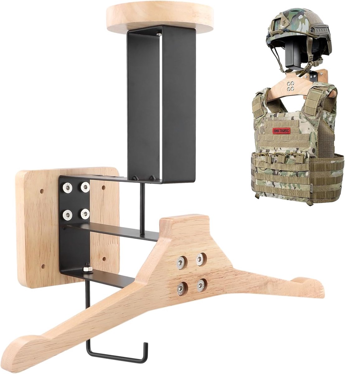 SnelShoppen - Dokeno Motorhelm Houder - Wandmontage - Houten Helmhouder voor Motorrijders - Duurzaam en Robuust - Accessoires voor Motor, Fietsen en V