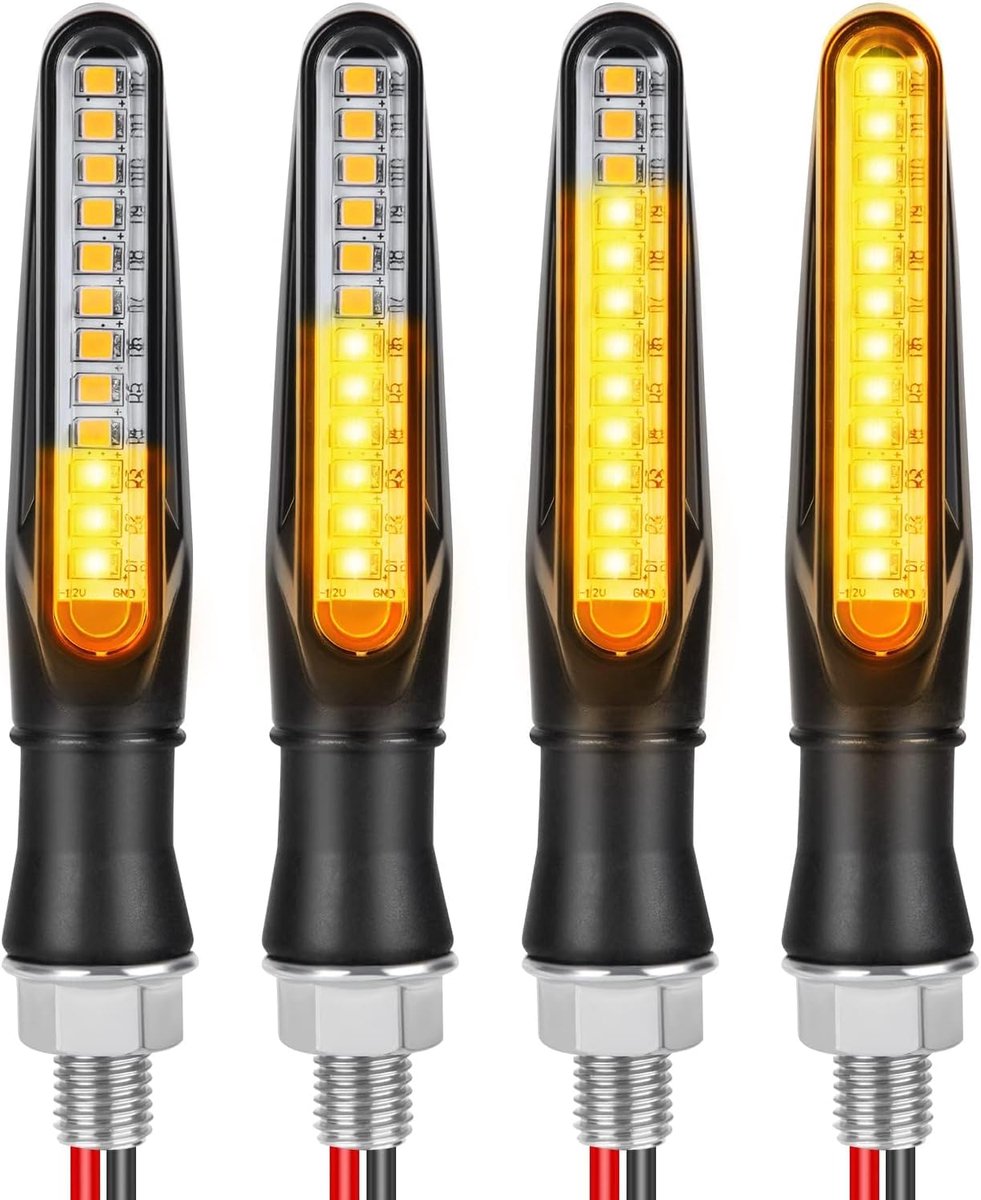 SnelShoppen - 4 x Motorfiets LED Indicatoren, 12V Waterdichte Verlichting voor Scooter, Quad en Cruiser - 12 LEDs, Universeel, Off-Road Gebruik