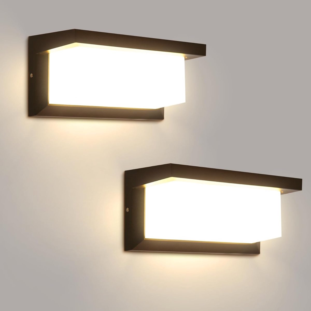 Set van 2x Zwarte LED Buiten Wandlamp IP65 Warm Wit Licht voor Tuin en Terras