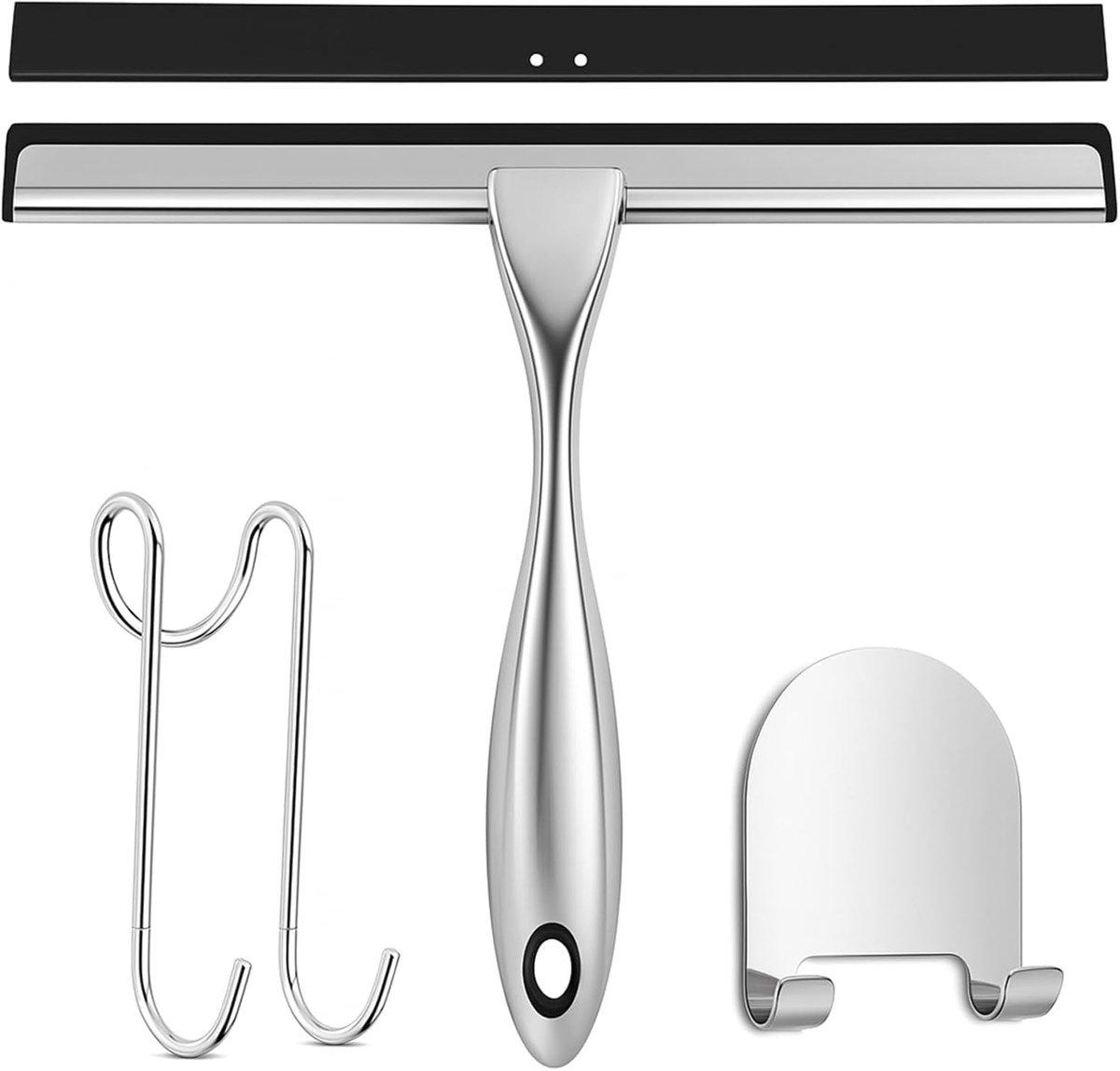 SnelShoppen - Shower Wiper 10 Inch Trekkers voor Douche en Glasdeuren - RVS Raamtrekker met Houder - Perfect voor Badkamer en Keuken