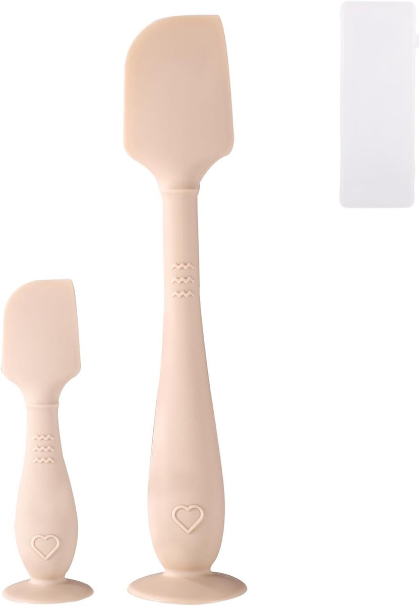 SnelShoppen - 2pcs Baby Diaper Cream Spatulas met Reis Etui, 2 Maten Zachte Flexibele Siliconen Butt Paste Applicator voor Baby Luiercrème, Beige