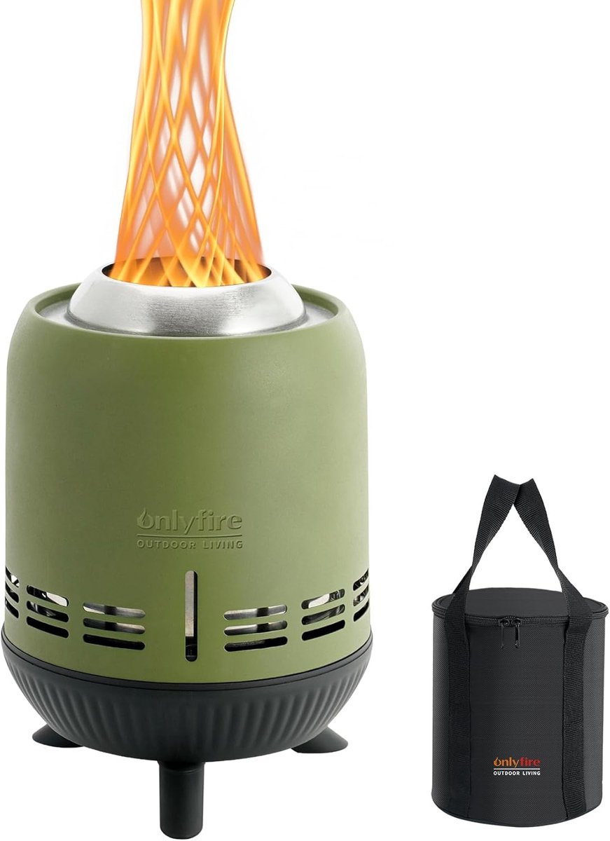 SnelShoppen - Portable Smokeless Fire Pit - Rookvrije Tuinhaard voor Buiten - Mini Tafelhaard van RVS - 15x24cm - Groene Kleur - Ideaal voor Camping,