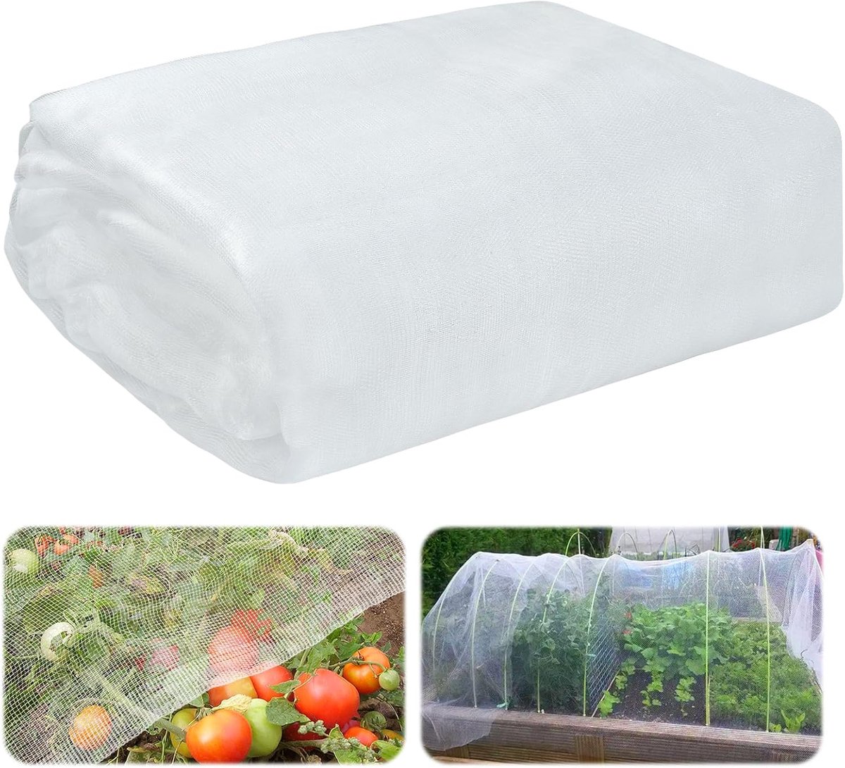 SnelShoppen - Insect Net 1.2m x 3m - Tuinnet voor Plantbescherming, Insectenbescherming, Hoogwaardige Materiaal, Wit, Voor Groenten, Fruit, Bloemen