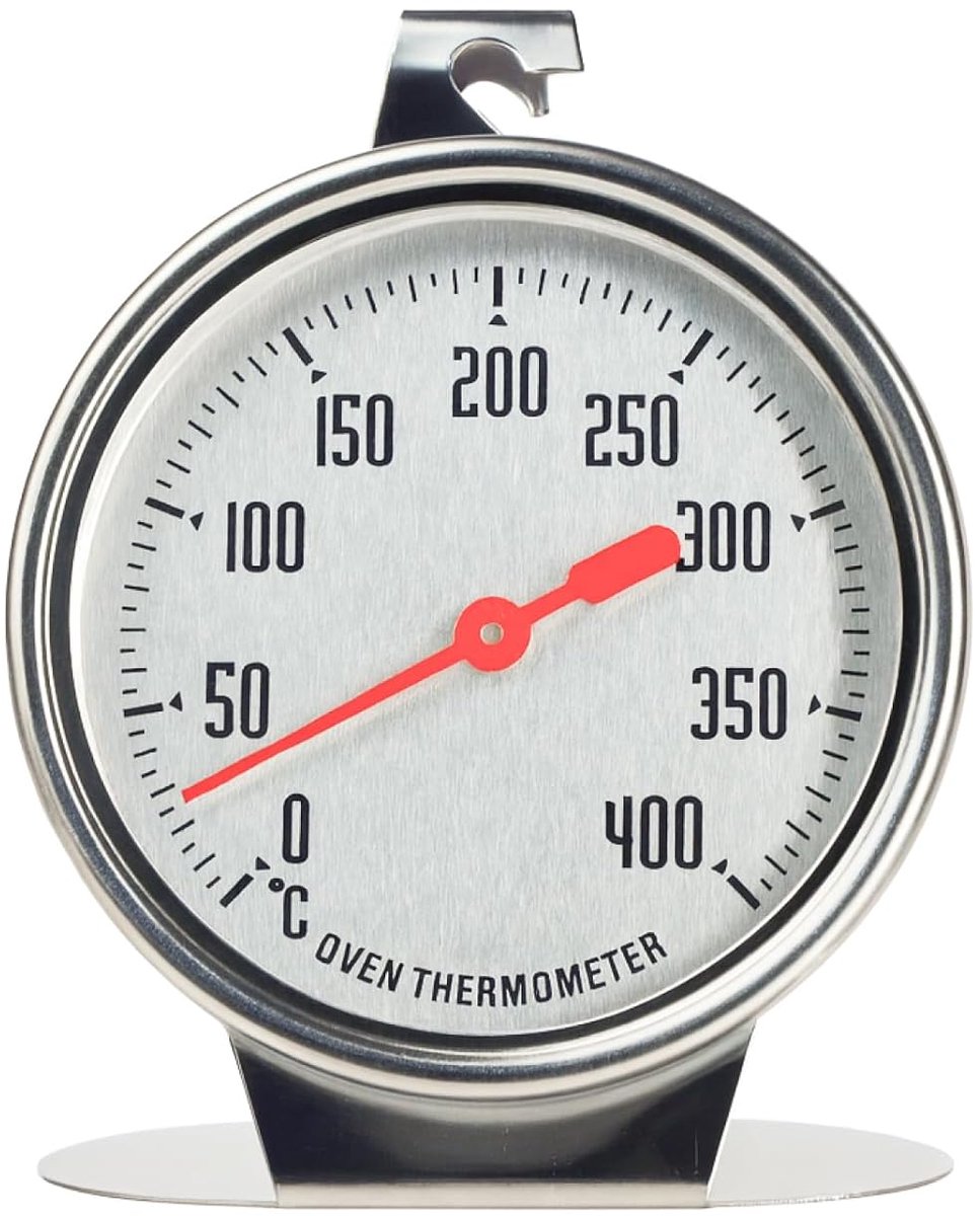 SnelShoppen - Oven Thermometer RVS 0-400°C, Multifunctionele Keuken Thermometer met Grote Dial, Ideaal voor Oven, Grill en BBQ