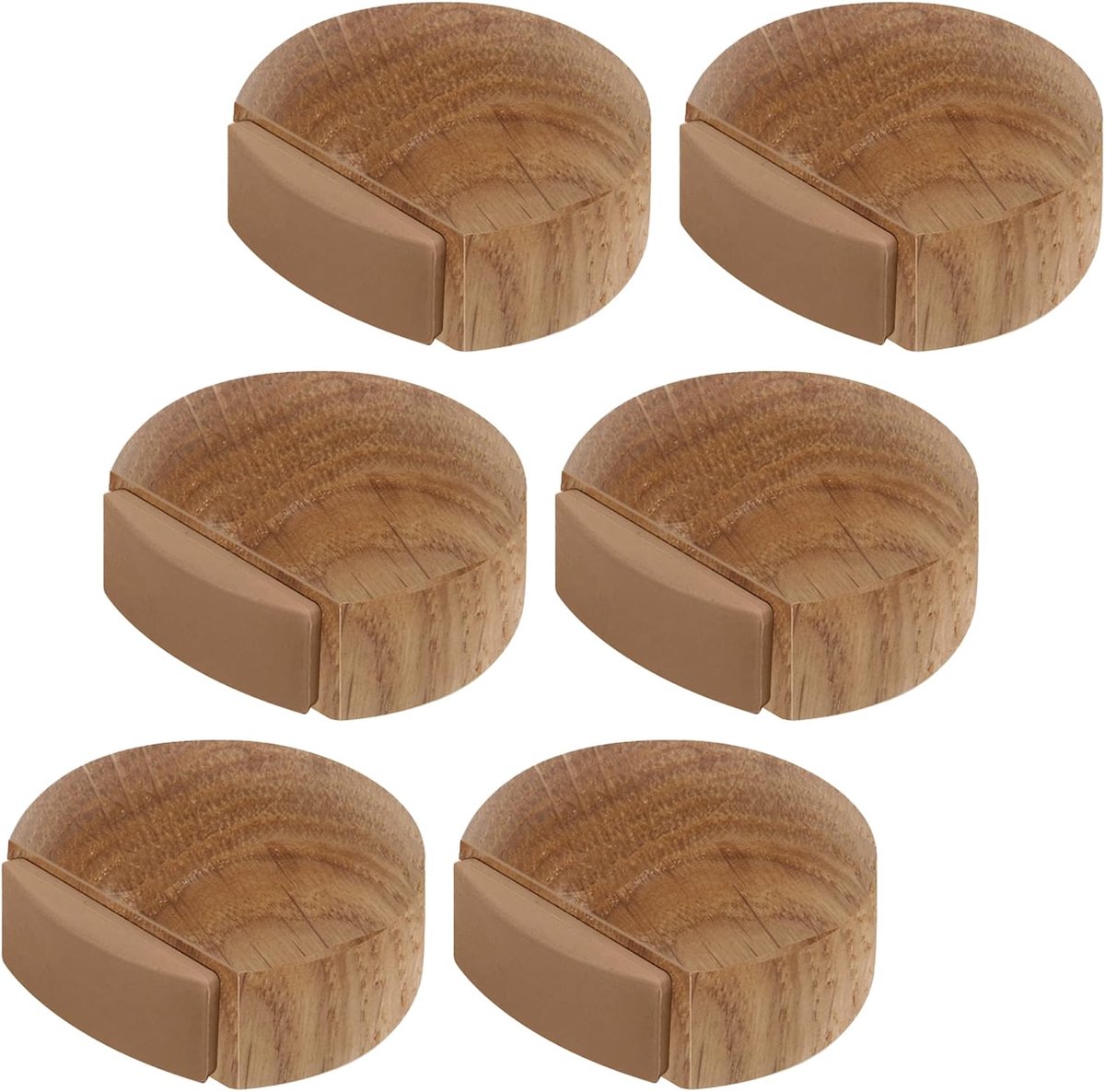 SnelShoppen - Deur Stopper voor de Vloer - Houten Deurstopper van Eiken (Natuurlijk) - Discreet en Elegant - Set van 6 - Geschikt voor Alle Vloertypes