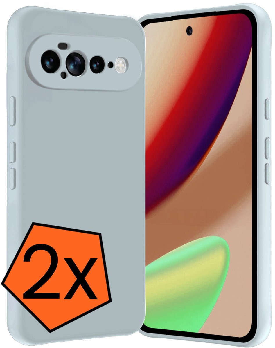 Hoes - 2 Stuks - Geschikt voor Google Pixel 11 Pro XL - Sterk & Shockproof - Case Siliconen - Back Cover - Telefoon Hoes - Lichtblauw