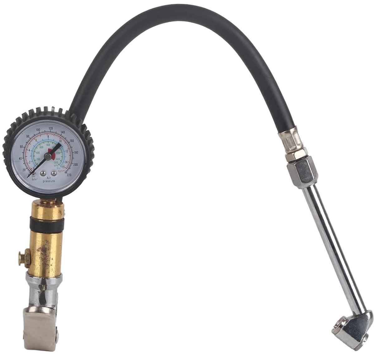 SnelShoppen - 220 PSI 1/4" Luchtpomp met Drukmeter voor Motorfietsbanden, Fietspomp, Pneumatische Gereedschappen, Snelle Inflatie