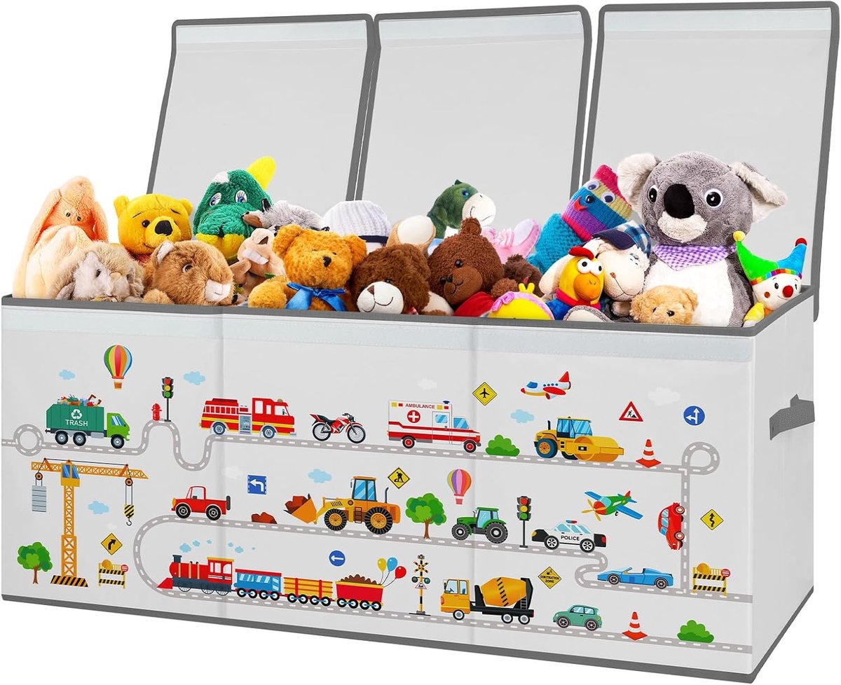 SnelShoppen - Extra Large Speelgoeddoos Opslag voor Kinderen, Vouwbare Oxford Toy Storage Organizer met Klapdeksel - 96×32×40cm - Lichtgewicht Speelgo