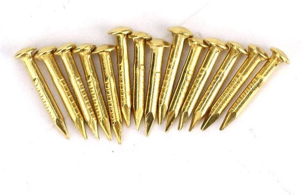 Ronde Kop Gouden Spijkers voor Hout, Fotolijsten en Spiegelbevestiging - 100 Stuks van 10 mm