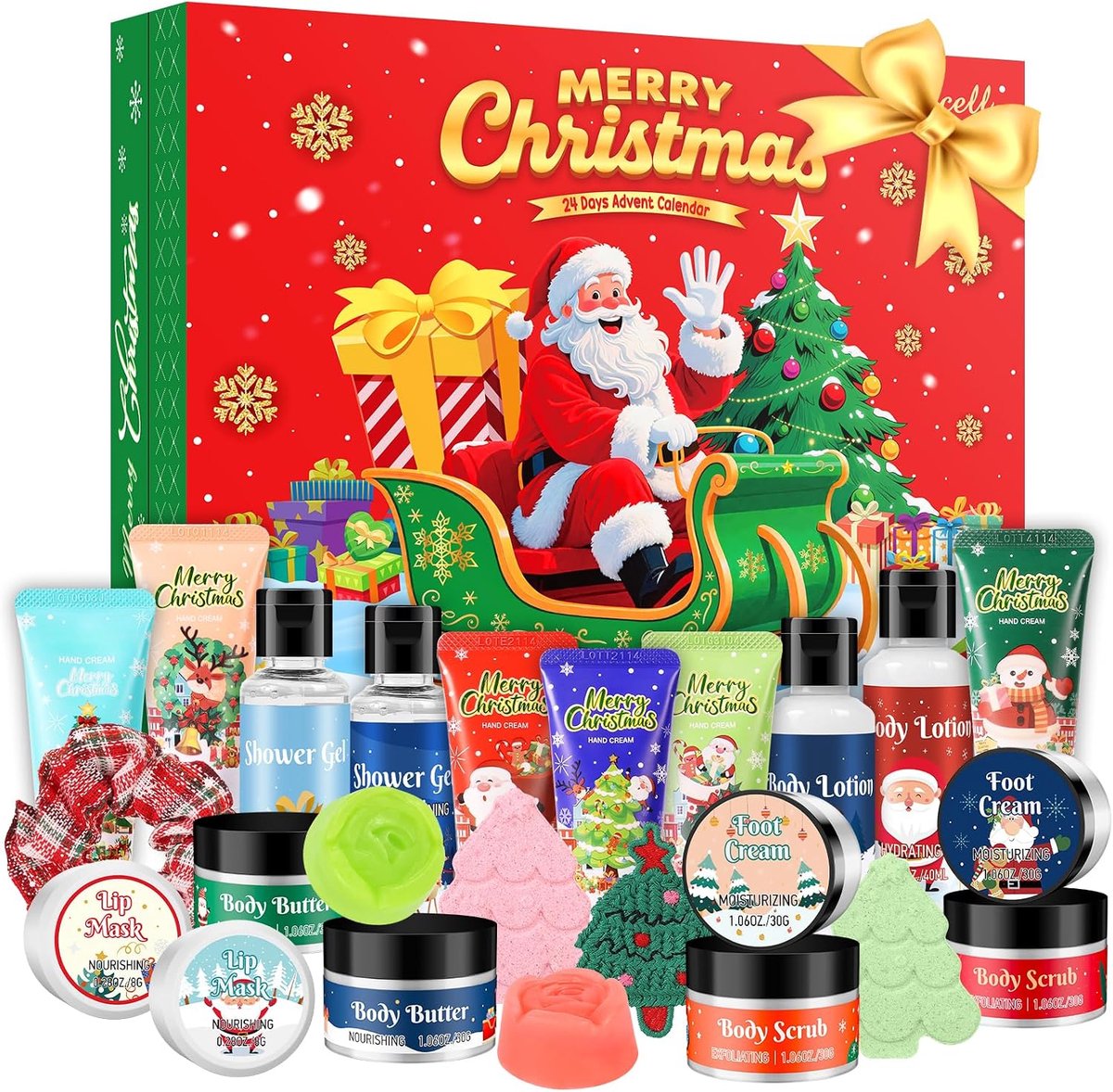 SnelShoppen - Adventskalender 2025 Schoonheid Gift Set voor Vrouwen, 24 Dagen Luxe Lichaamsverzorging, Kerstcadeau voor Haar, Verzorgingsproducten voo