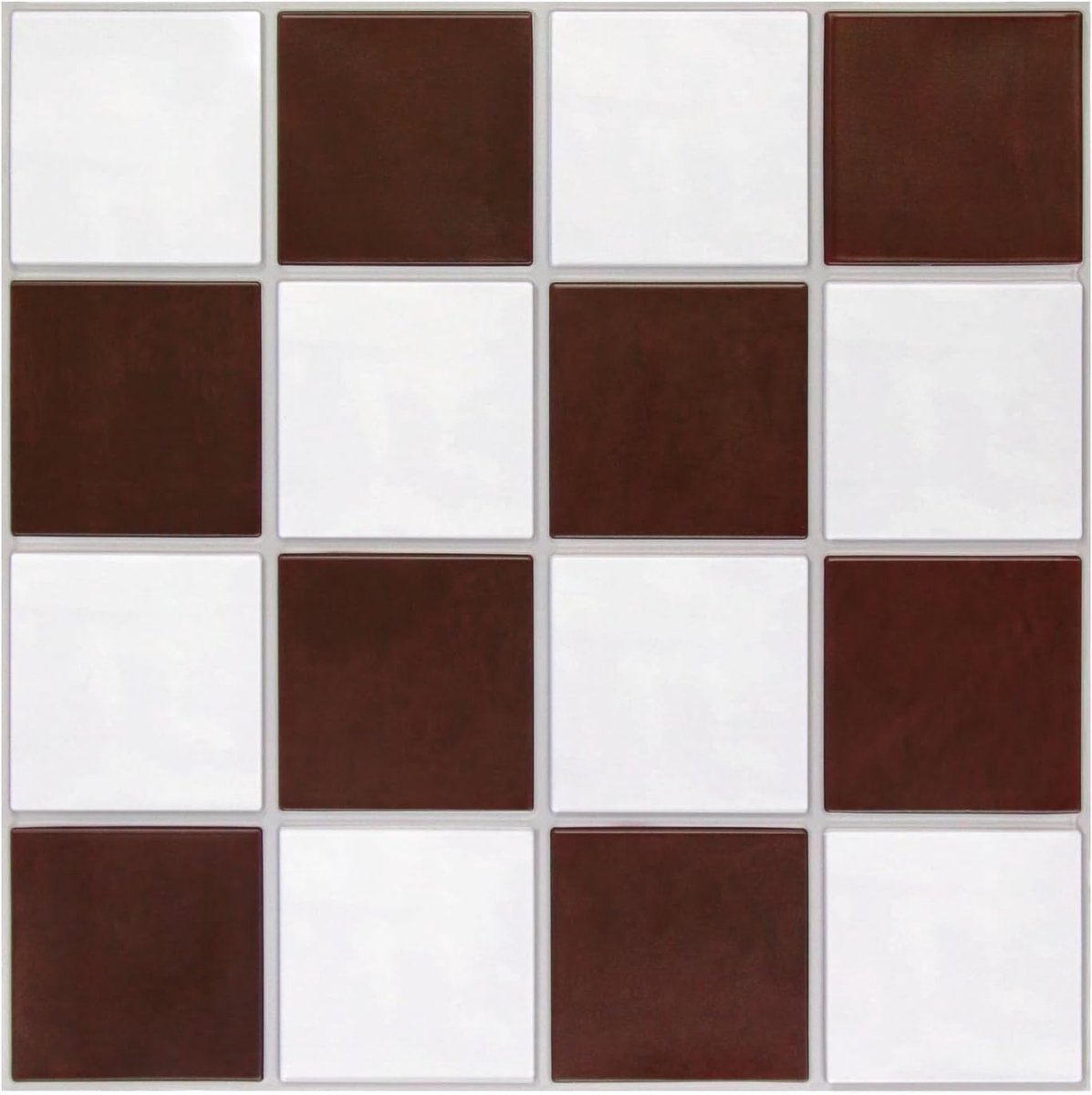 SnelShoppen - 3D Zelfklevende Wandtegels, Matte Rood en Wit, 10 Vel 30.5 x 30.5cm, Flexibele PVC Tegelstickers voor Keuken en Badkamer, Waterproof en