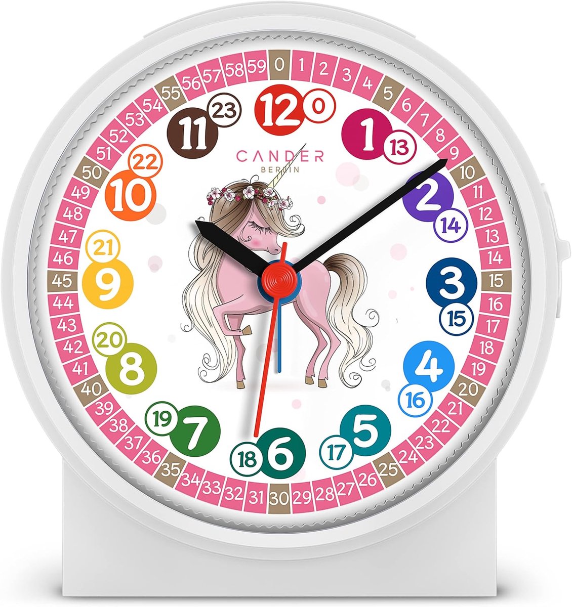 SnelShoppen - Kinderwekker Unicorn Stille Alarmklok met Snooze Functie, 11 cm, LED Verlichting, Roze Leer, Ideaal voor Kinderen, Slaapkamer Decoratie