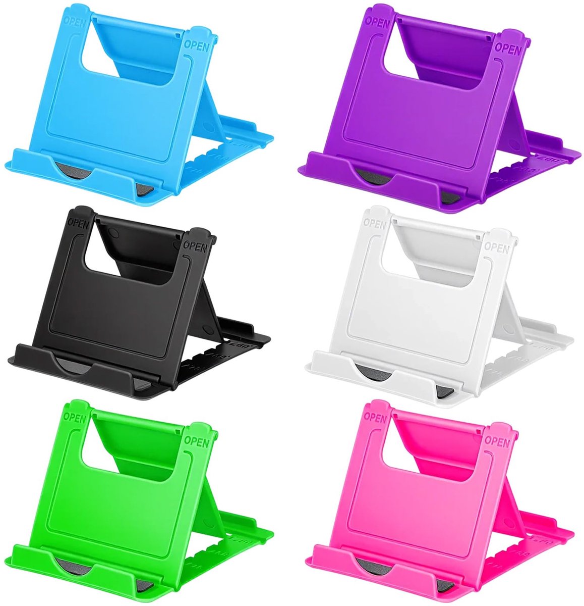 longziming -6 Stuks Verstelbare Telefoonhouder – Opvouwbare Smartphone Standaard – Bureauhouder voor Smartphone, Mini Tablet en E-reader – Meerkleurig