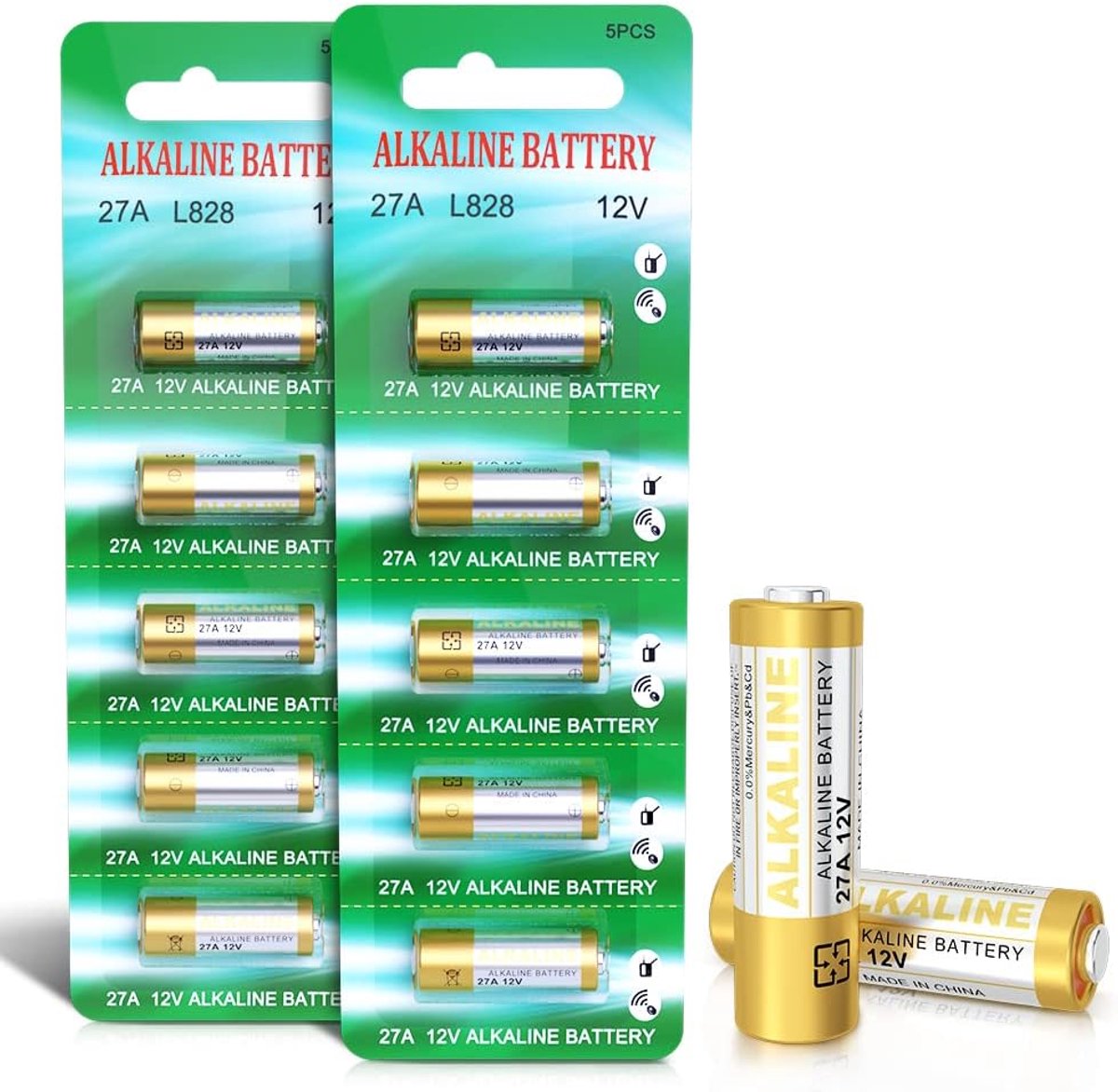 SnelShoppen - 27A 12V Alkaline Batterijen V27A LR27A MN27 L828 A27 - 10 Stuks Hoogwaardige Levensduur, Lekvrij, Veilig, Ideaal voor Apparaten en Speel