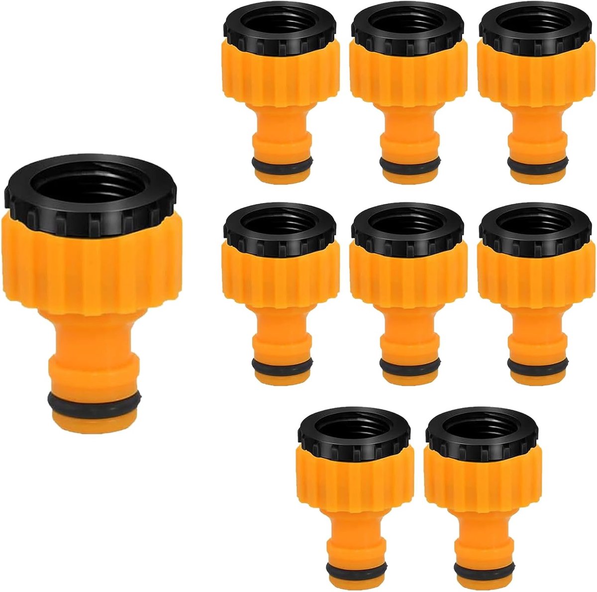 SnelShoppen - 8-delige Tuinslang Aansluitset 1/2 inch & 3/4 inch - 2-in-1 Plastic Tuin Kraan Adapter - Geschikt voor de meeste kranen - Tuinaccessoire