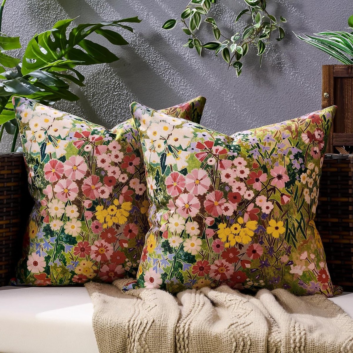 Decoratieve bankovertrekken 40 x 40 cm, waterdicht en dubbelzijdig bedrukt, ideaal voor kussens in lente, zomer en herfst