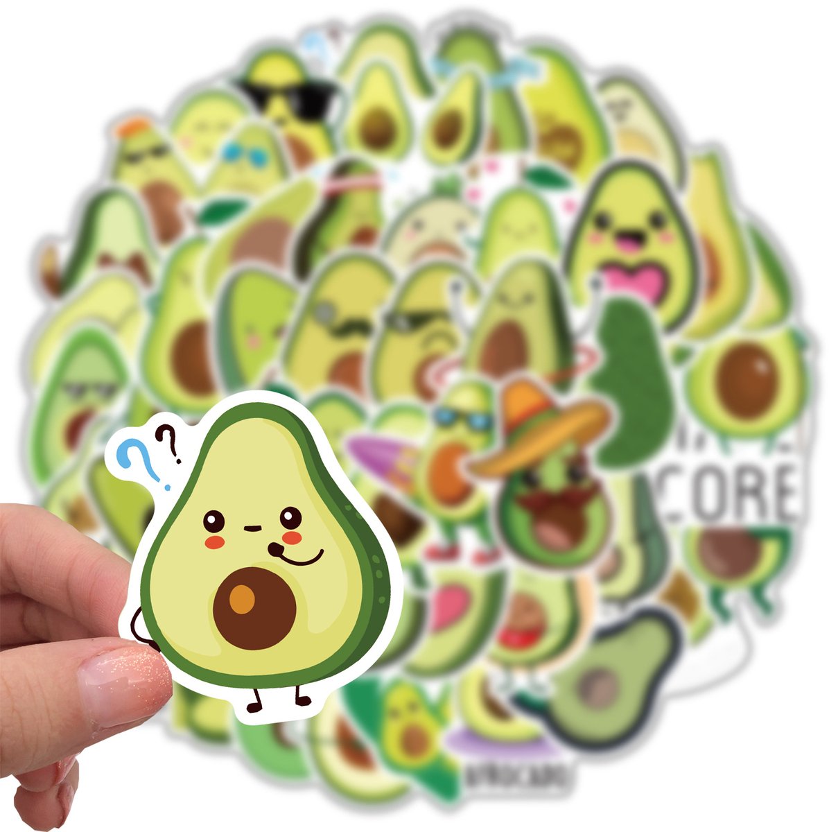 Avocado Stickers - 50 stuks | Grappige en veelzijdige stickers voor alle leeftijden | Perfect voor laptops, decoratie, kinderen en volwassenen | Maak je e bullet journal of planner!