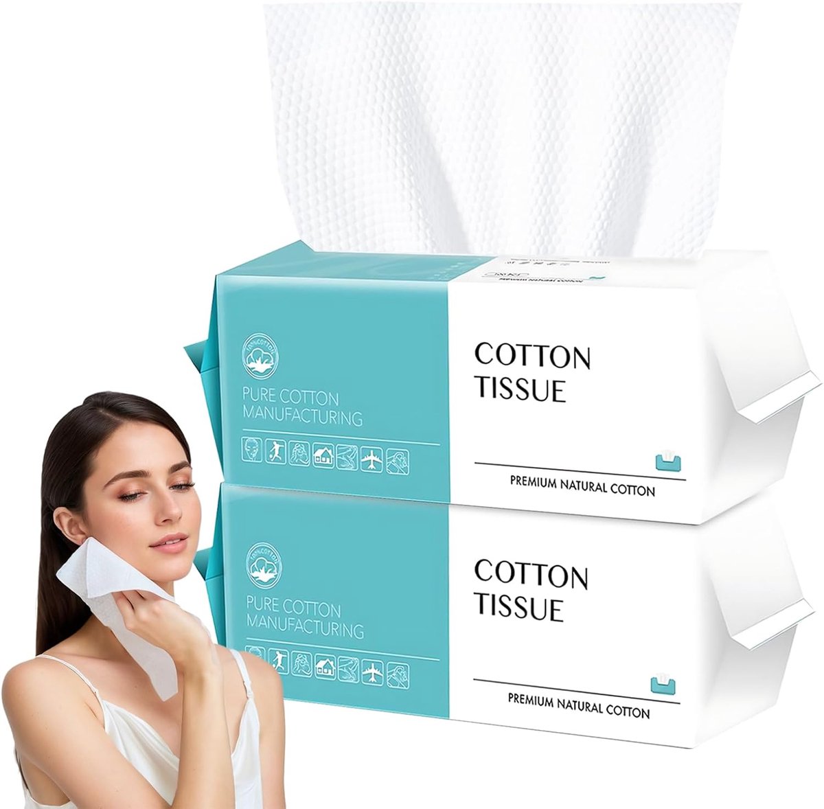 SnelShoppen - 100 Stuks Wegwerp Gezichtdoekjes, Zachte Katoenen Reinigingsdoekjes, Biologisch Afbreekbare Wassen voor Gezicht, Huidverzorging, Make-up