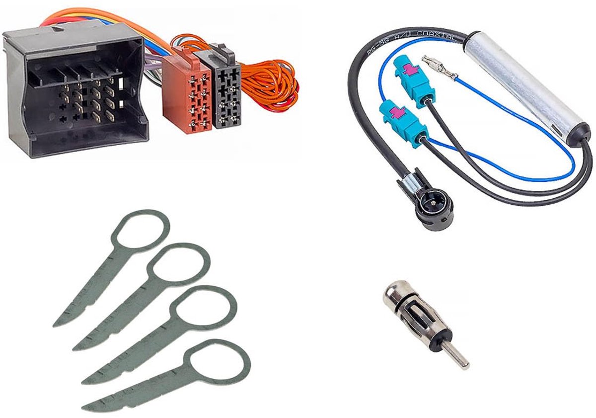 SnelShoppen - Audioproject A359 Car Radio Adapter Set Quadlock Antenna Adapter Dual Fakra + Ontspanning Beugel Geschikt voor VW Audi Skoda Seat Golf P