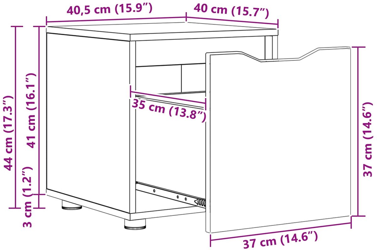vidaXL - Badkamerkast - Rook - Eiken - 40,5 - x - 40 - x - 44 - cm - Bewerkt - hout