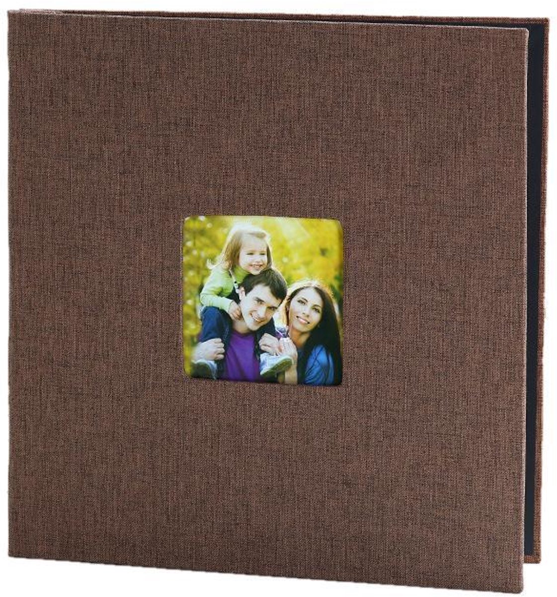 Groot zelfklevend fotoalbum – Geschikt voor foto's van 5 tot 10 inch – 40 blanco pagina's – Linnen kaft – Herinneringsalbum met transparant venster – Trouwalbum – bruin
