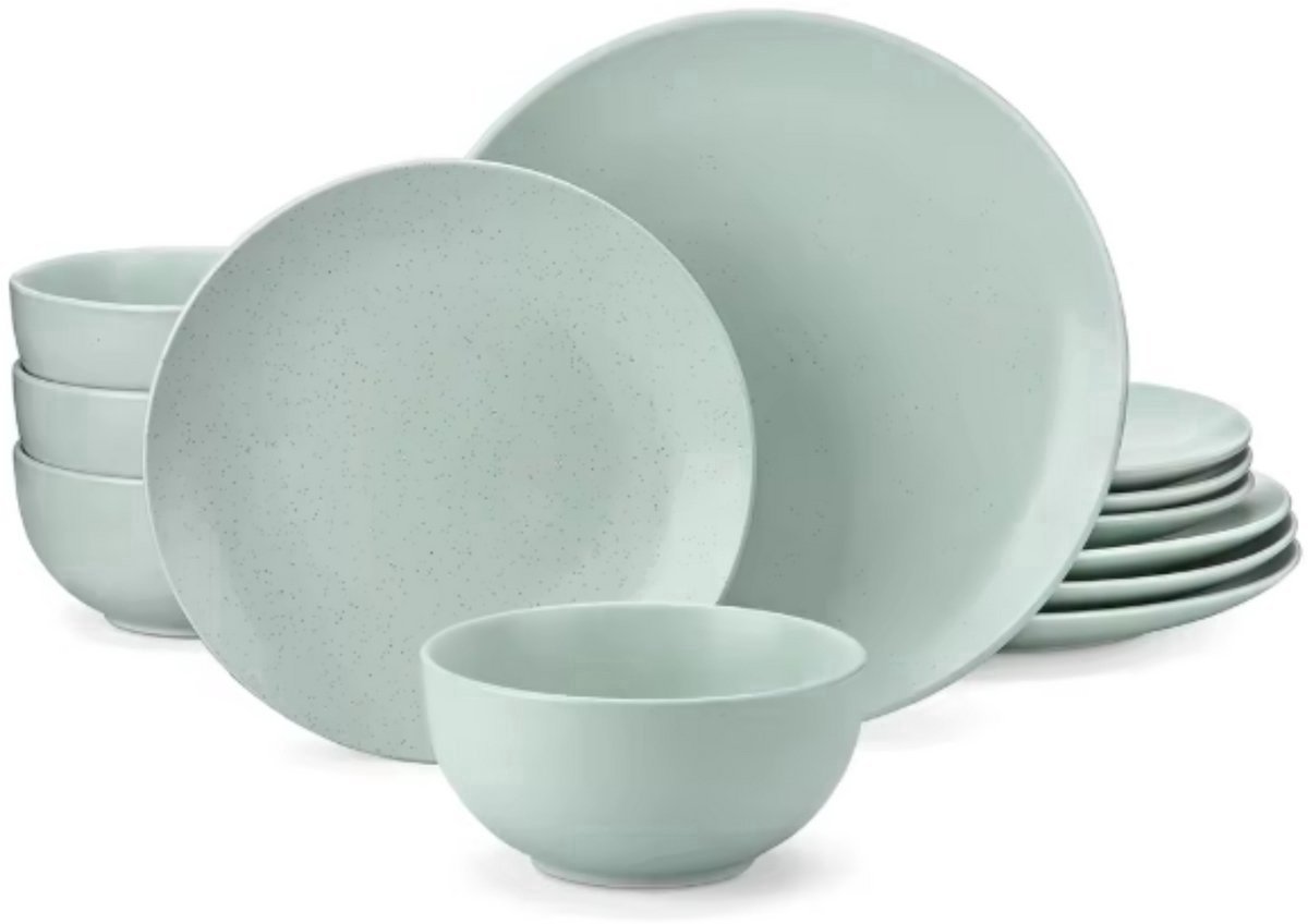 Serviesset 36 delig Lichtgroen - 8 persoons, Dinerborden en Bordenset - Voor Diner, Keuken, Dagelijks Gebruik en Ontbijt