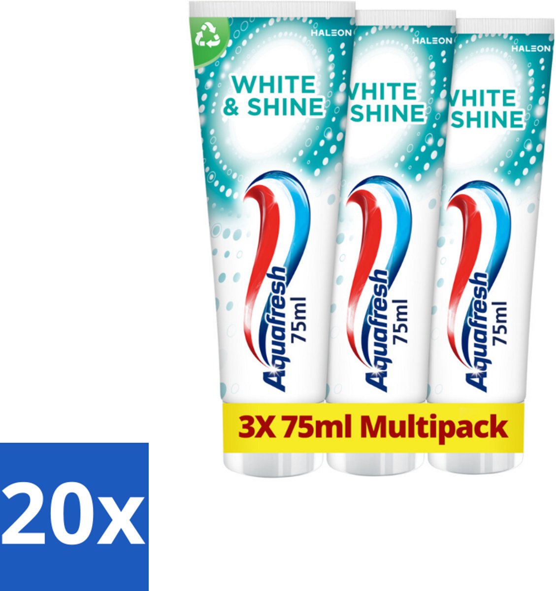 20 x Aquafresh White & Shine Tandpasta - Voordeelverpakking - 3 tubes - Witte Tanden - Tandpasta - Tanden Witschijnen - Glansgeven - Tanden Reinigen