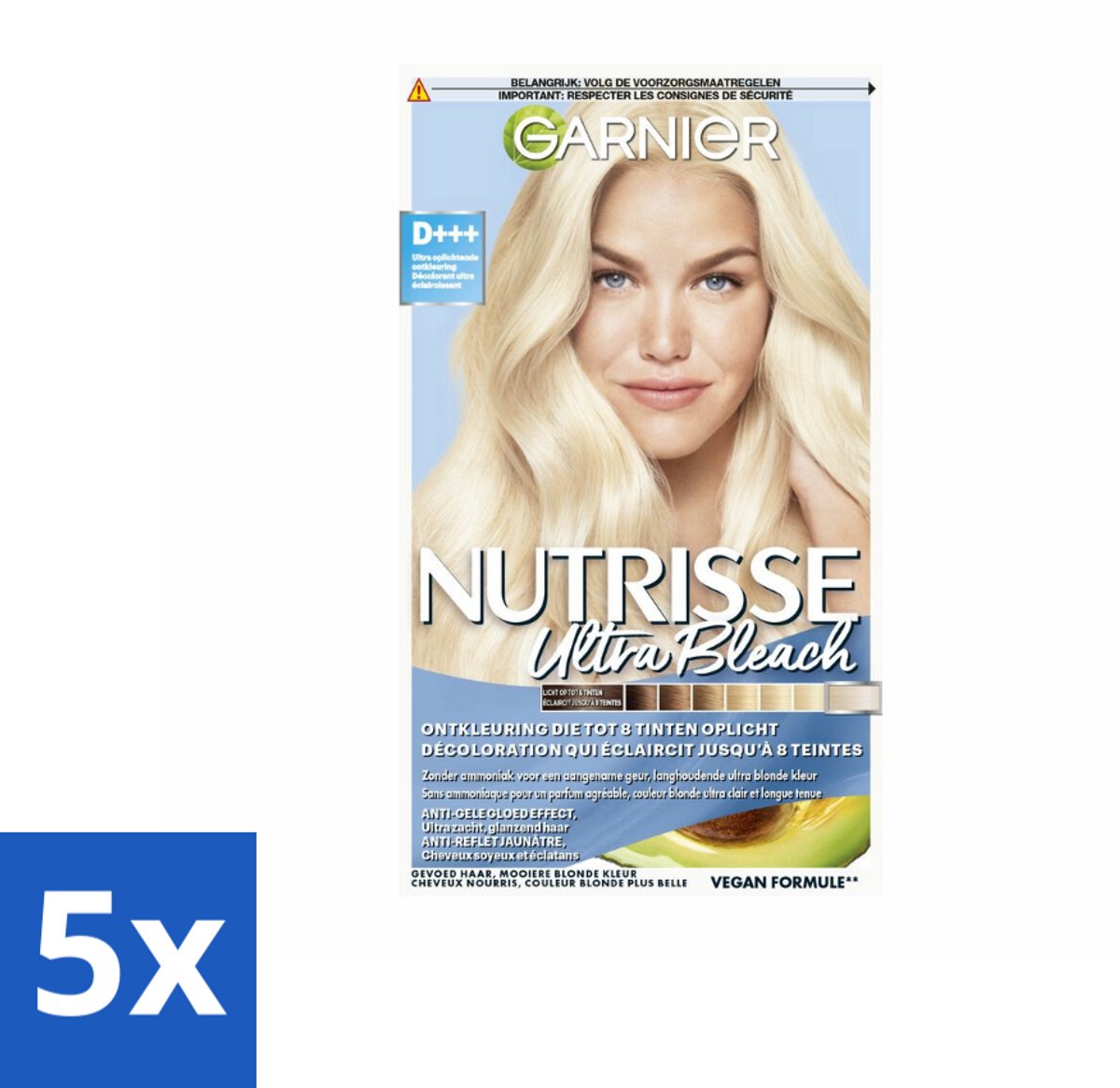 5 x Garnier - Nutrisse Ultra BLonde D+++ - Ontkleuring - Ultra Puur Blond - Super Oplichtend - Permanente Kleur - Ontkleuring - Haarkleur - Blond - Ultra Puur Blond - Anti-Geel