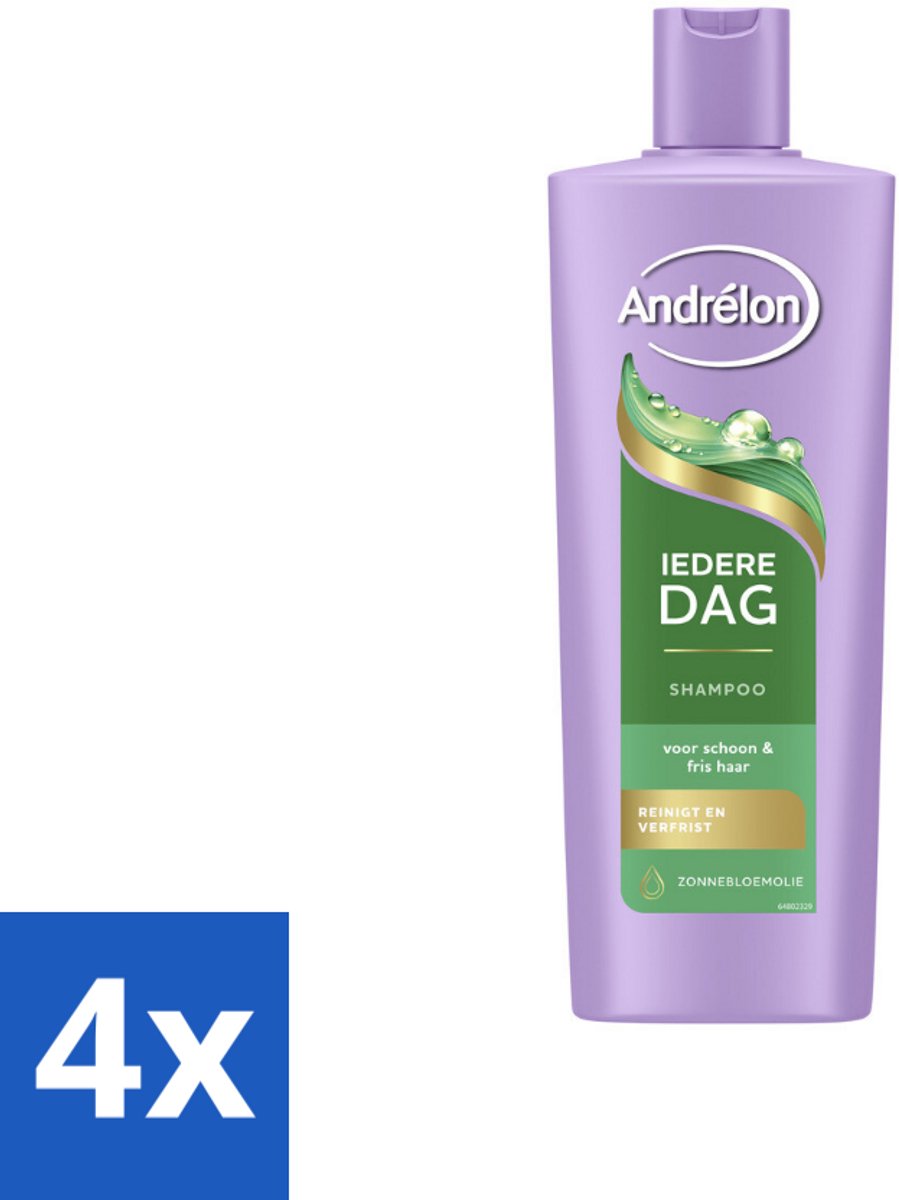 4 x Andrélon – Shampoo – Iedere Dag – 400 ml - Dagelijks Haar Wassen - Fris Haar - Gezond Haar - Zonnebloemolie Shampoo - Milde Shampoo