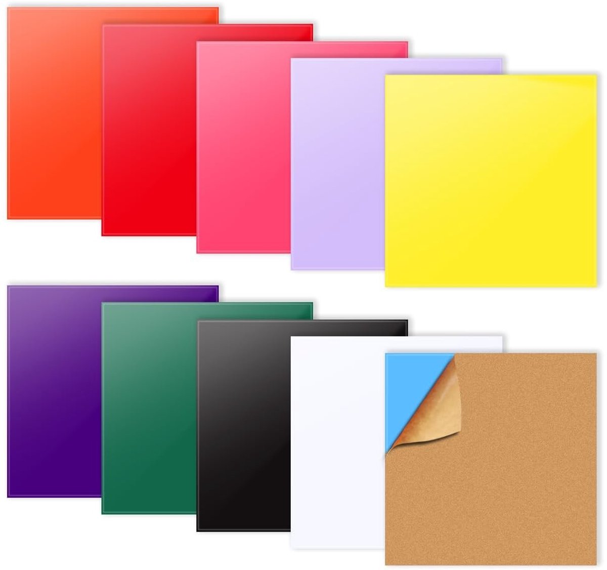 Gekleurde Lasersnijplaten - 10 Kleuren - 20 x 20 x 3 cm - Acryl Kunststof Plaat - Voor Knutsel- en Doe-Het-Zelfprojecten