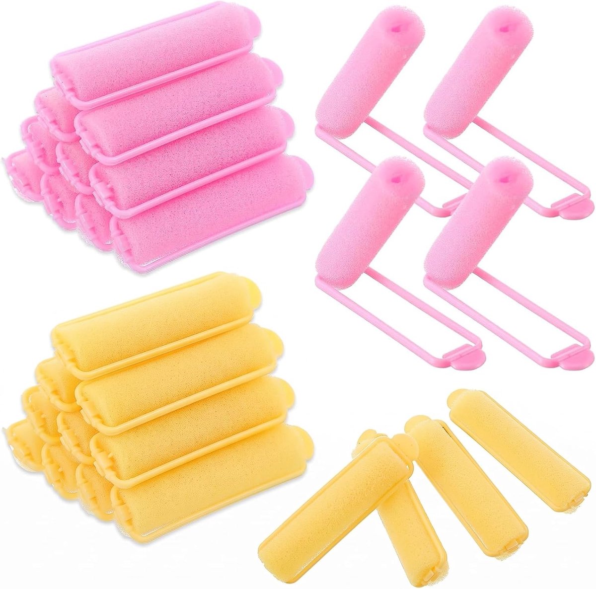 Set van 24 krulspelden van zacht schuim voor warmteloze krullen, voor luchtpony en krullen 's nachts, krullen zonder - ShopVlot