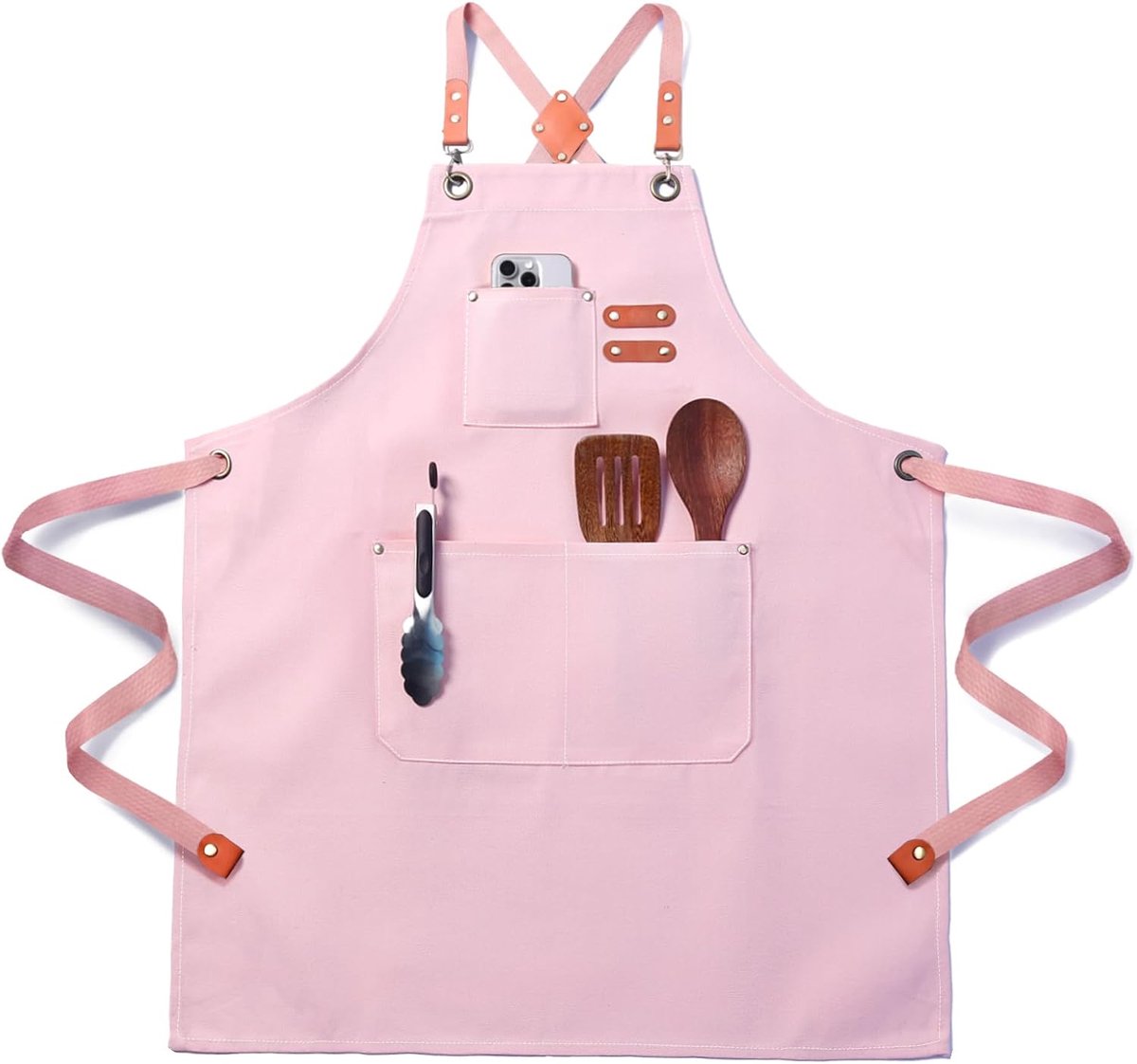 Chef Apron for Women and Men with Pockets - Cross-Back Cotton Canvas Apron - Plus Size - ShopVlot