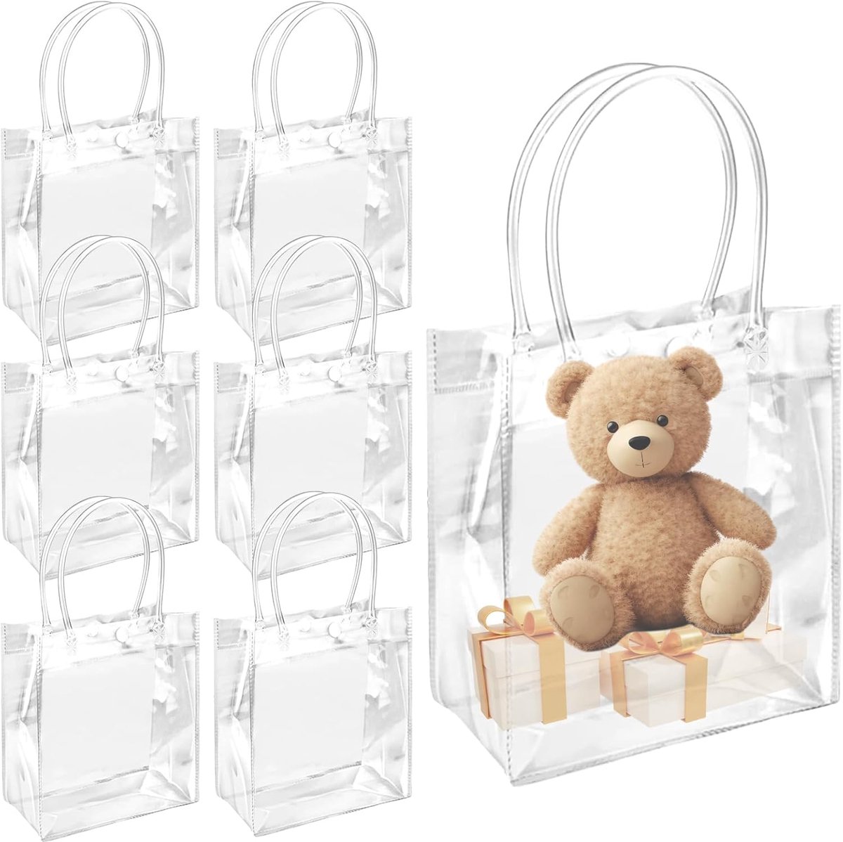 Geschenkzakken 18.8x13.5x20.3cm - Doorzichtige PVC - Herbruikbaar - Perfect voor verjaardagen - ShopVlot