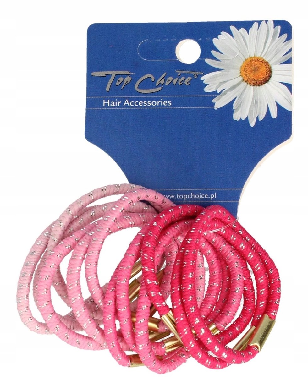 Top Choice Roze Haarbandjes met Metalen Accent - Set van 12