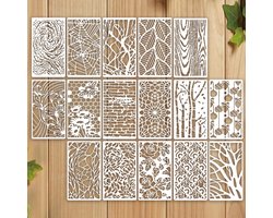 PALUMMA 16 stuks geometrische texturen holle tekening schilderij stencils, veelzijdige kunstsjablonen voor kleine - ShopVlot