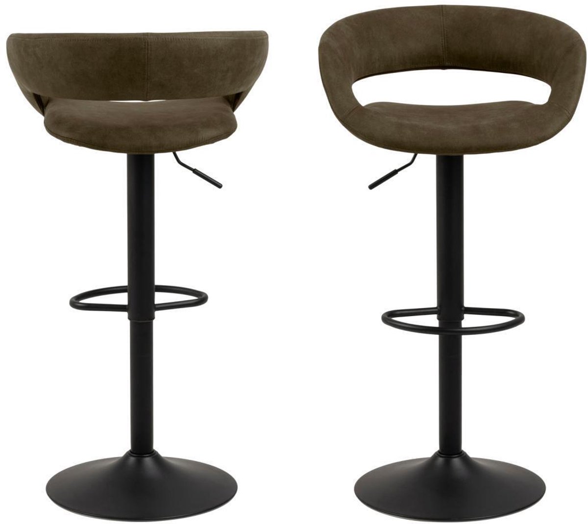 Barkruk Stof Bruin - Zitdiepte 39cm - Industrieel - Set van 2