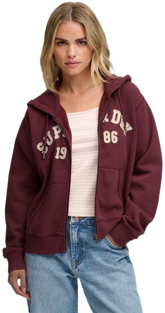 Superdry Athletic Essentials Relaxed Crop Sweatshirt Met Rits S Vrouw Rood