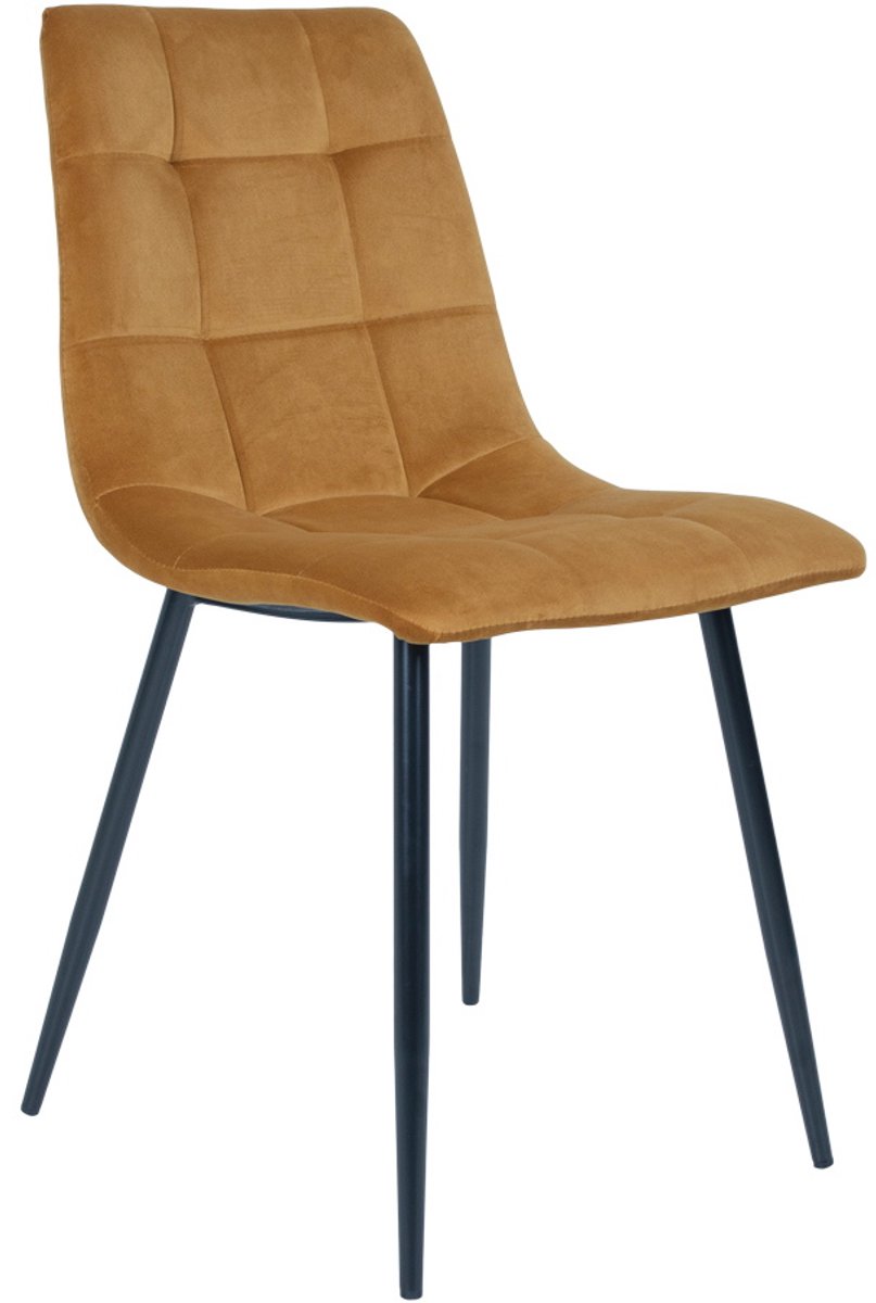 Eetkamerstoel Stof Mosterd - Zithoogte 50cm - 55x44x86cm - Set van 2