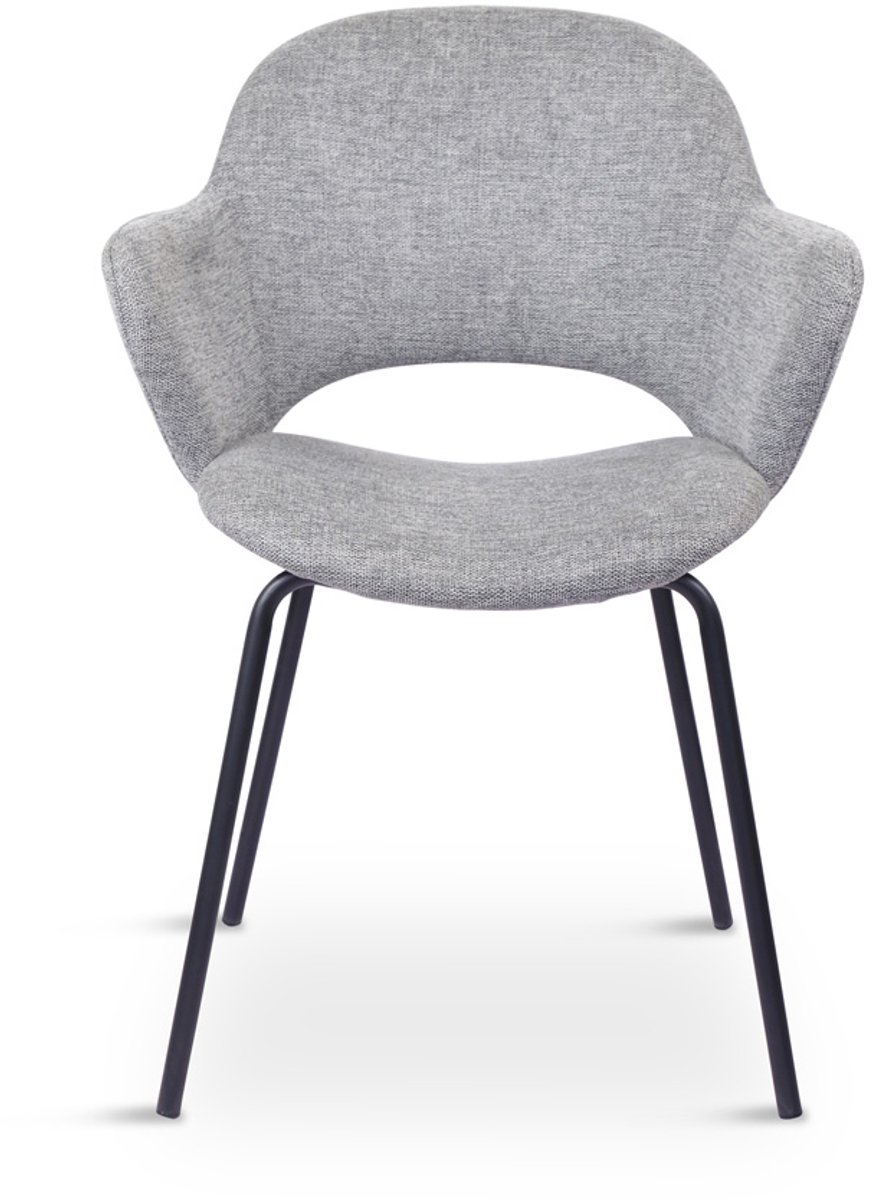 Giga Living Eetkamerstoel Rowley - Grijs - Polyester & Metaal - Set van 2